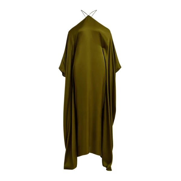 Essentiel Antwerp Olive green halterneck maxi dress with waterfall sides
