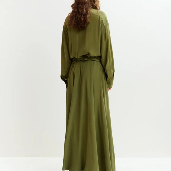 Essentiel Antwerp Olive green oversized playsuit with overlay maxi skirt, view 6