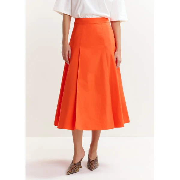 Essentiel Antwerp Orange a-line midi skirt, view 4