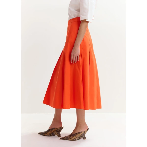 Essentiel Antwerp Orange a-line midi skirt, view 5