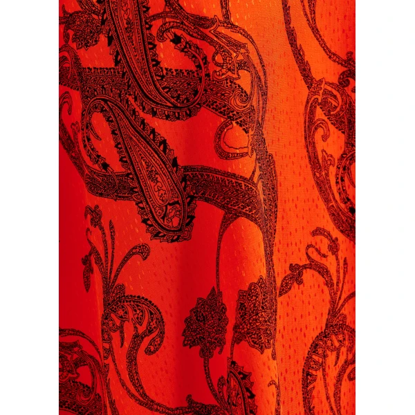 Essentiel Antwerp Orange and black oversized paisley print top with high neck, view 6