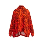 Essentiel Antwerp Orange and black oversized paisley print top with high neck