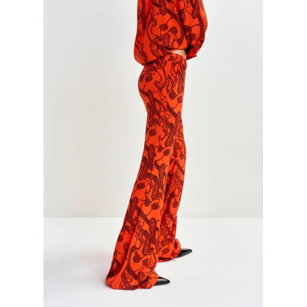 Essentiel Antwerp Orange and black paisley-print flared pants, view 4