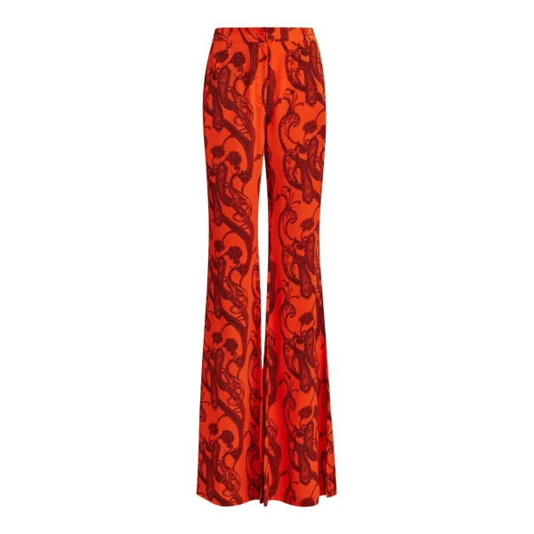 Essentiel Antwerp Orange and black paisley-print flared pants