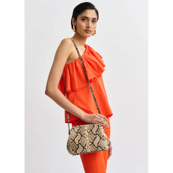 Essentiel Antwerp Orange asymmetric ruffle top, view 5