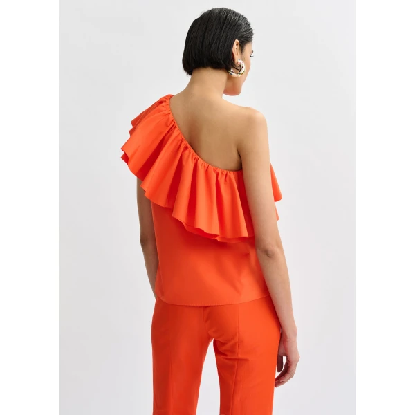 Essentiel Antwerp Orange asymmetric ruffle top, view 6