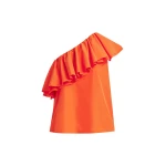 Essentiel Antwerp Orange asymmetric ruffle top