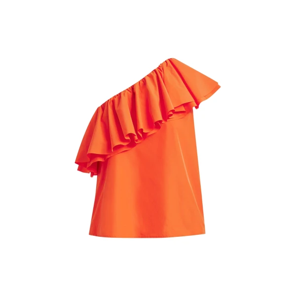 Essentiel Antwerp Orange asymmetric ruffle top