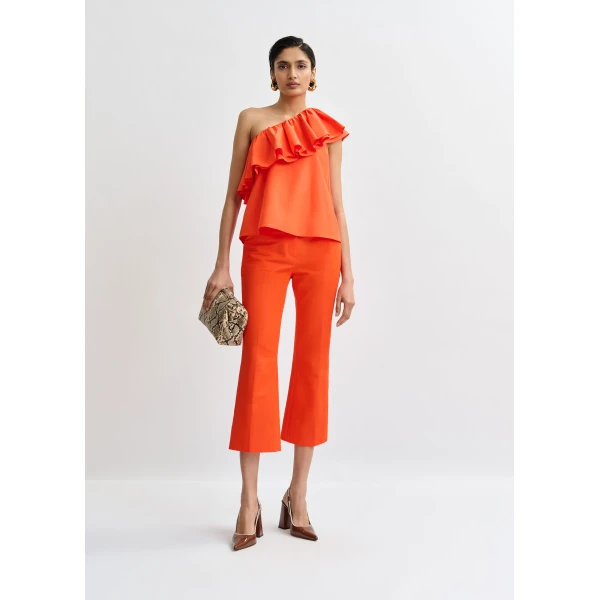 Essentiel Antwerp Orange cropped flared pants, view 3