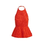 Essentiel Antwerp Orange floral lace halter peplum top