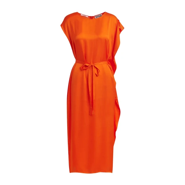 Essentiel Antwerp Orange midi dress with ruffle details