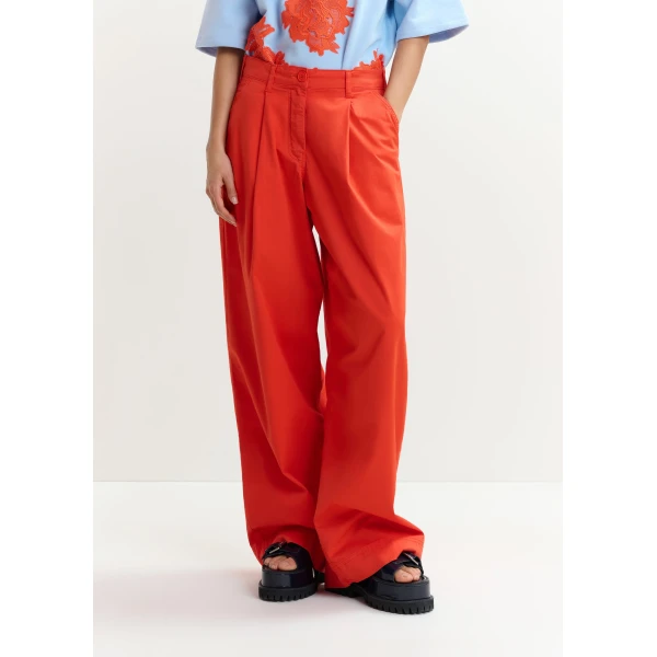 Essentiel Antwerp Orange pleated wide-leg pants, view 4