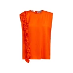 Essentiel Antwerp Orange sleeveless top with ruffle detail