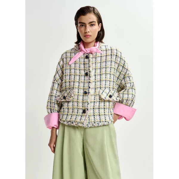 Essentiel Antwerp Oversized bouclé jacket with trim detailing, view 2
