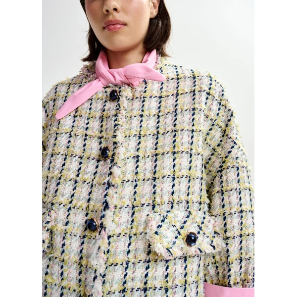 Essentiel Antwerp Oversized bouclé jacket with trim detailing, view 3