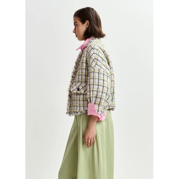 Essentiel Antwerp Oversized bouclé jacket with trim detailing, view 4