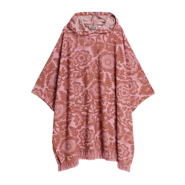 Essentiel Antwerp Pink and brown floral jacquard cotton-blend midi dress with hood