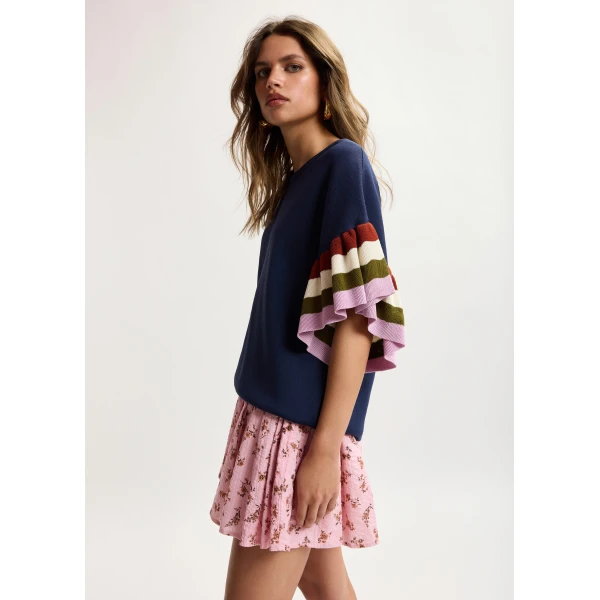 Essentiel Antwerp Pink and brown floral print cotton shorts, view 5