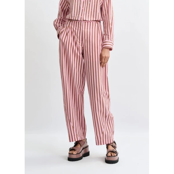 Essentiel Antwerp Pink and brown striped tapered-leg pants, view 6