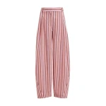 Essentiel Antwerp Pink and brown striped tapered-leg pants