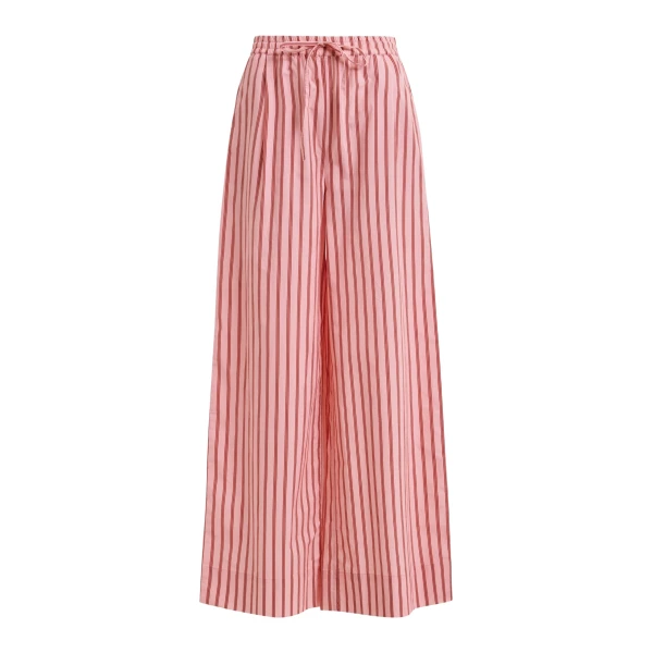 Essentiel Antwerp Pink and red striped cotton wide-leg pants