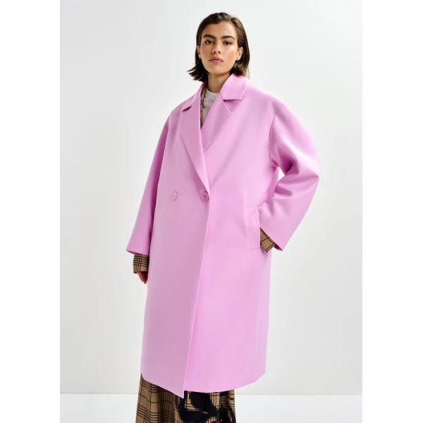 Essentiel Antwerp Pink double-breasted coat, view 3