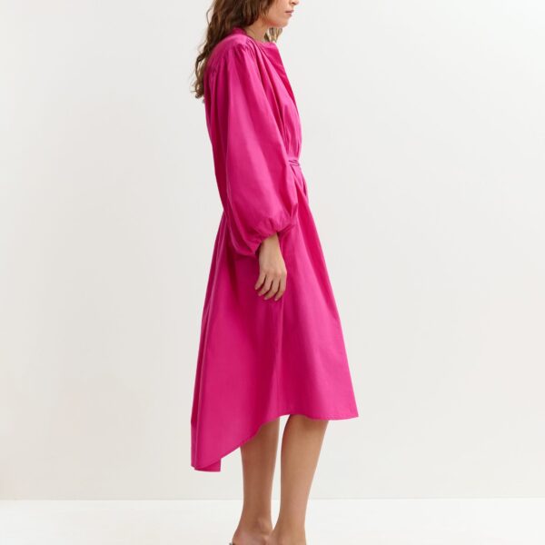Essentiel Antwerp Pink knee-length shirt dress with mandarin collar, view 5
