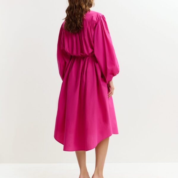Essentiel Antwerp Pink knee-length shirt dress with mandarin collar, view 6