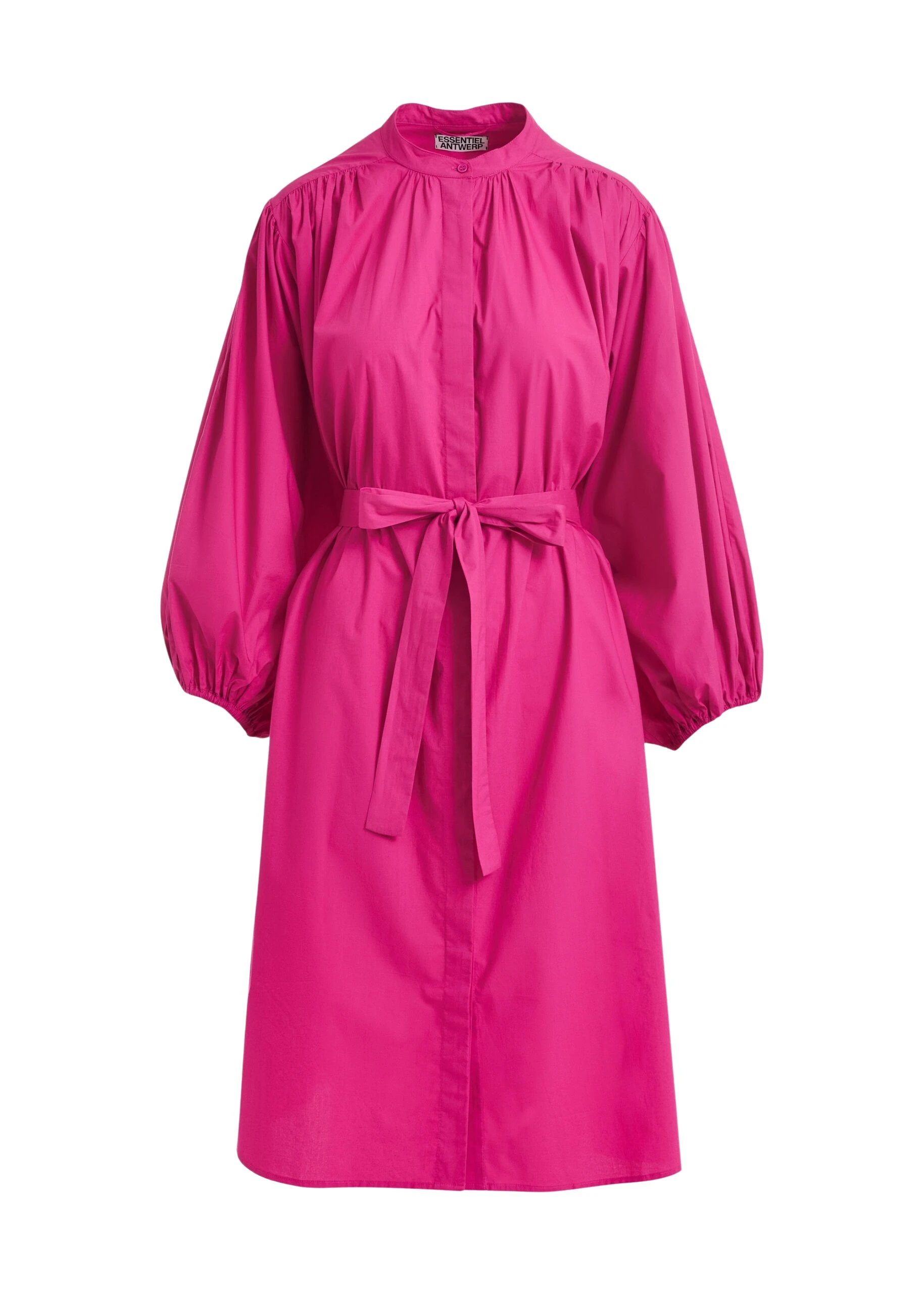 Essentiel Antwerp Pink knee-length shirt dress with mandarin collar