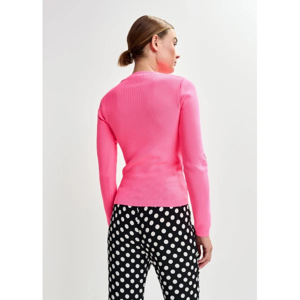 Essentiel Antwerp Pink knitted sweater with floral embroideries, view 4