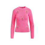 Essentiel Antwerp Pink knitted sweater with floral embroideries