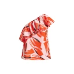 Essentiel Antwerp Pink, orange and black asymmetric ruffle top