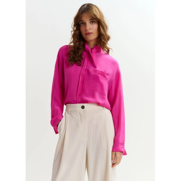 Essentiel Antwerp Pink oversized tie-collar shirt, view 3