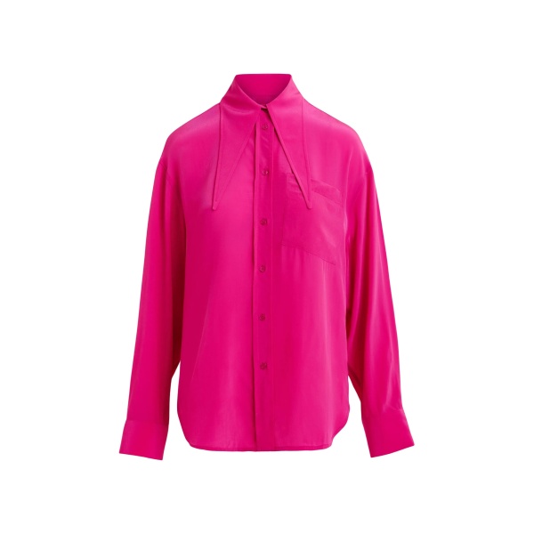 Pink oversized tie-collar shirt