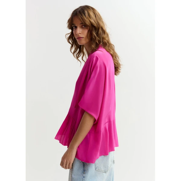 Essentiel Antwerp Pink oversized top with peplum hemline, view 4