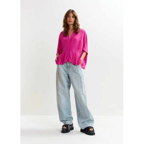 Essentiel Antwerp Pink oversized top with peplum hemline, view 6