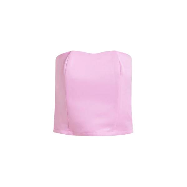 Essentiel Antwerp Pink sculpted bustier top with smocked back