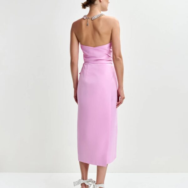 Essentiel Antwerp Pink strapless midi dress with wrap-belt, view 5