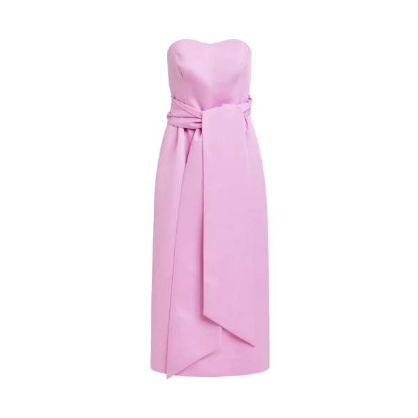 Essentiel Antwerp Pink strapless midi dress with wrap-belt