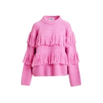 Essentiel Antwerp Pink sweater with fringe details