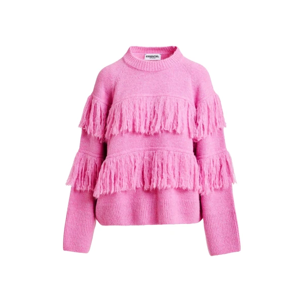 Essentiel Antwerp Pink sweater with fringe details