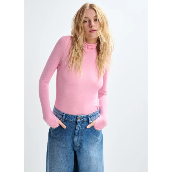 Essentiel Antwerp Pink turtleneck sweater, view 2