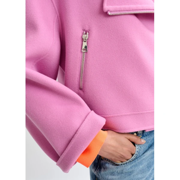 Essentiel Antwerp Pink wool double-faced jacket, view 3