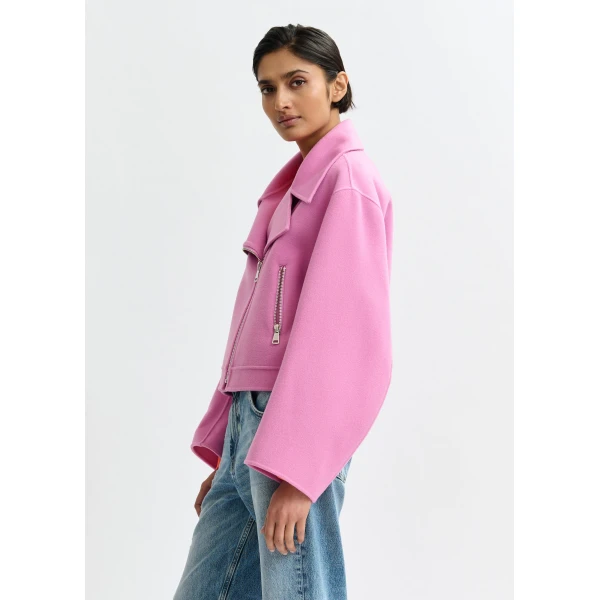 Essentiel Antwerp Pink wool double-faced jacket, view 4