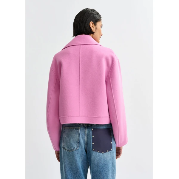 Essentiel Antwerp Pink wool double-faced jacket, view 5