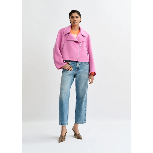 Essentiel Antwerp Pink wool double-faced jacket, view 6