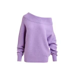 Essentiel Antwerp Purple alpaca wool-blend off-shoulder knit sweater