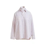 Essentiel Antwerp Purple and off-white oversized shirt with rhinestone embellishments and layered bib