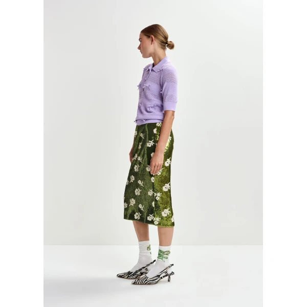 Essentiel Antwerp Purple bow-embellished knit polo, view 4