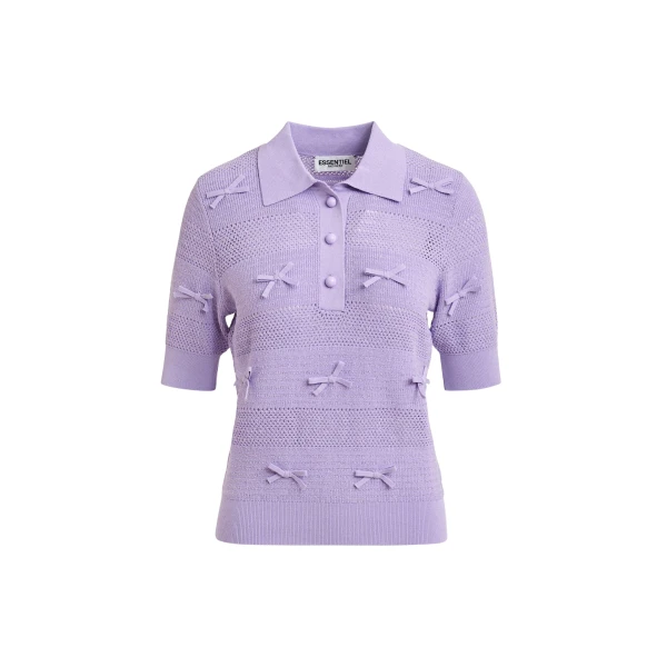 Essentiel Antwerp Purple bow-embellished knit polo